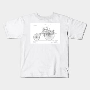 Benz 1888 self propelling vehicle, original patent drawing original white background Kids T-Shirt